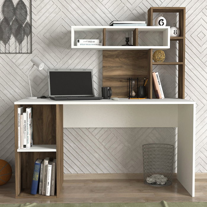 Hanah Home Mesa de Estudio Escandinava Blanco y Nogal